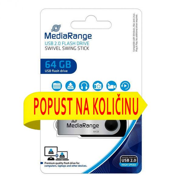 mediarange usb 64gb swivel (-)