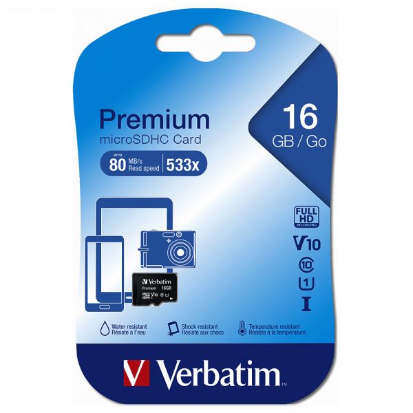 micro sd 16gb verbatim klasa 10 bez adaptera (a)